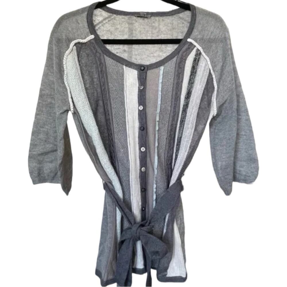 J. Jill  Sweaters Mixed Media Wool Knit Sweater Cardigan With Belt size Medium